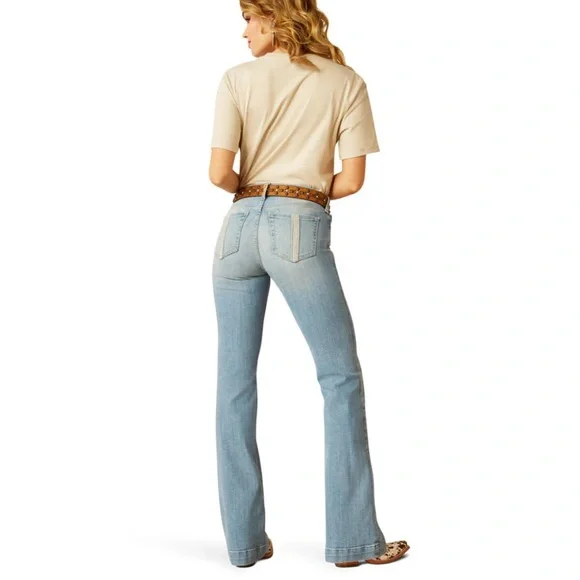 Ariat Perfect Rise Nia Slim Trouser Jeans Light Blue Flare Jean size 31 L - Picture 2 of 16